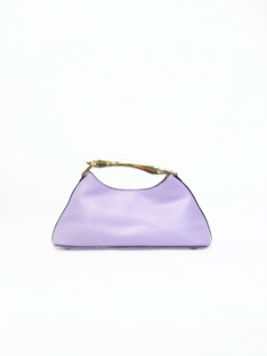 LAVENDER GOLD METAL HANDLE BOAT SHAPED BAG