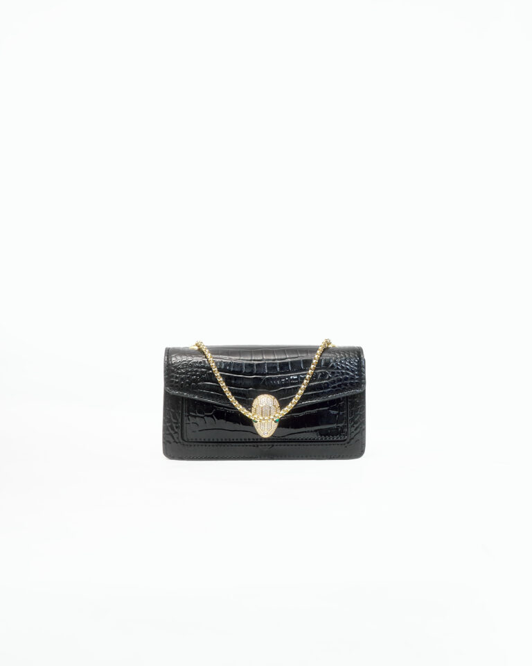 BLACK REPTILE HEAD BUCKLE CHAIN BAG