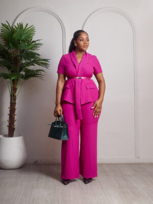 ZR SHAWL DETAIL MAGENTA JACKET X PANT SUIT SET