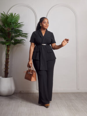 ZR SHAWL DETAIL BLACK JACKET X PANT SUIT SET