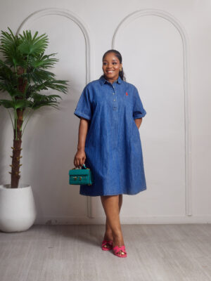 POLO BLUE DENIM WASH COLLARED SWING TUNIC