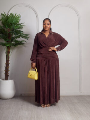 CHOCO ILLUSION SKIRT X SHIRT DRAPPED JERSEY DRESS