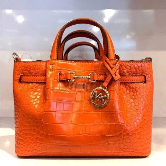 MICHAEL KORS CARSON RED CLAY HORSEBIT SATCHEL BAG