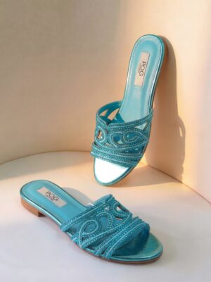 POG BLUE 1384 EMBROIDERED DIAMOND APEKE SLIPPERS