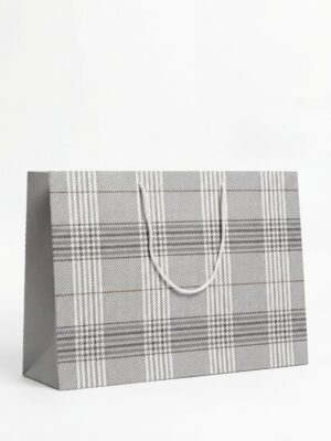 11L85B GREY GRID PRINT GIFT BAG
