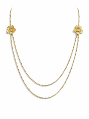 ABELLA K105116Q GOLD BALL CHAIN WITH LEAF BROOCH LONGCHAIN