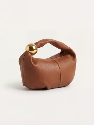 CAMEL GOLD BALL DETAIL SLOUCH GRAB HANDLE BAG
