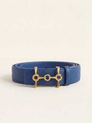 BLUE ANCHOR BUCKLE SAFIANO LEATHER BELT