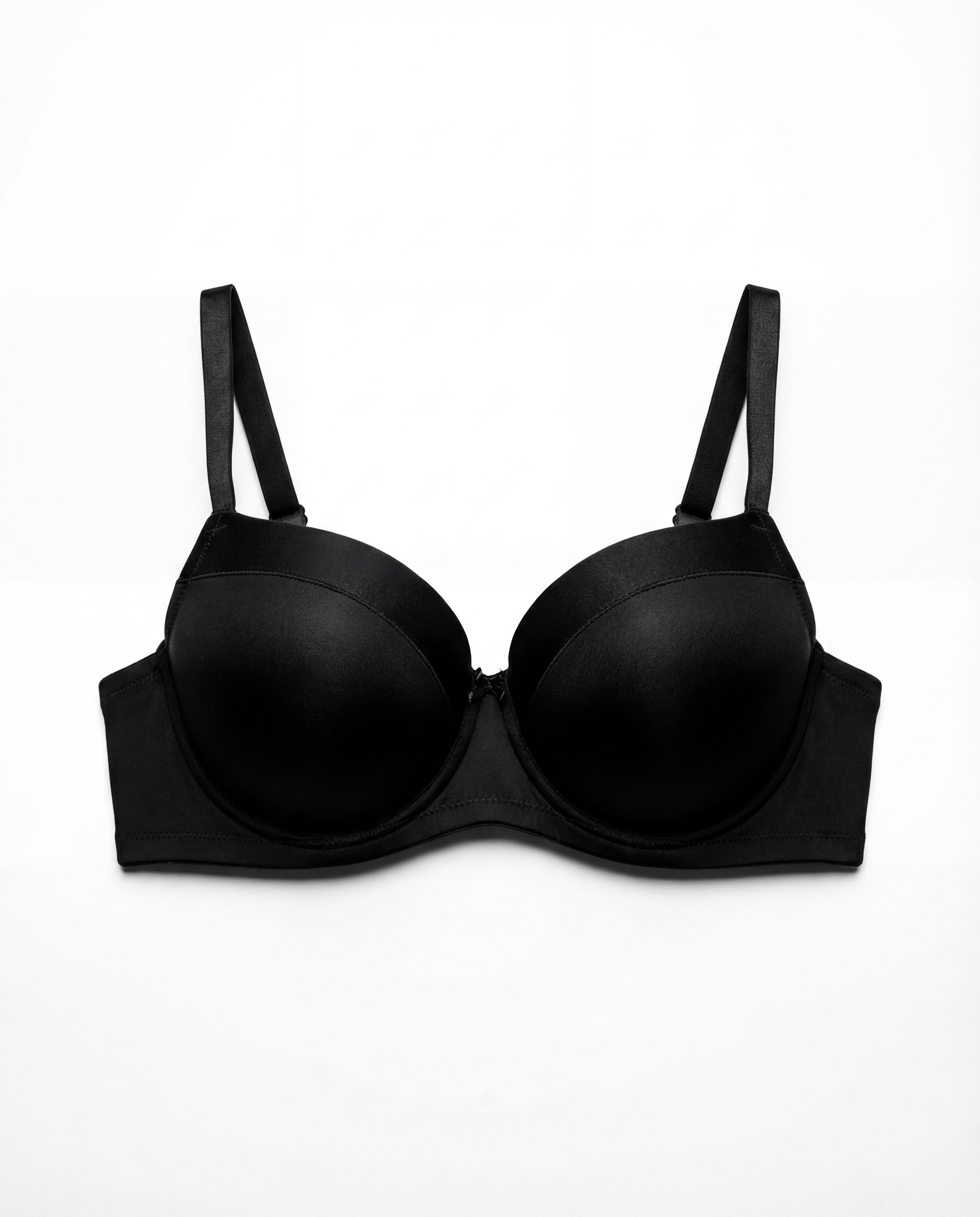 CHAN 3377 BLACK SATIN TAPED D CUP BRA