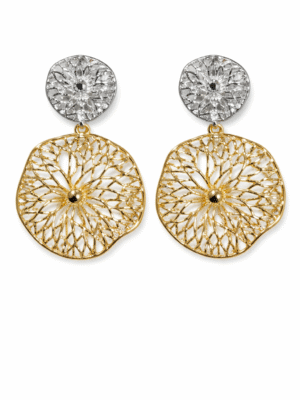ABELLA K105594E 2TONE ROUND DROP EARINGS