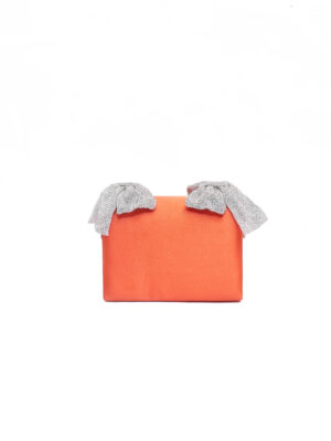 SILK ORANGE DOUBLE DIAMOND BOW BOX PARTY PURSE
