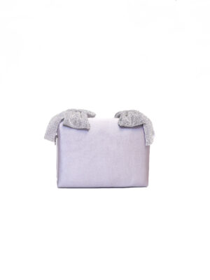 SILK SILVER DOUBLE DIAMOND BOW BOX PARTY PURSE