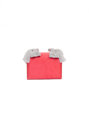 SILK RED DOUBLE DIAMOND BOW BOX PARTY PURSE