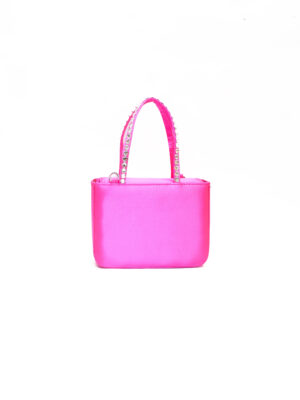 NEON MAGENTA BOX STUDDED HANDLE SILK BAG