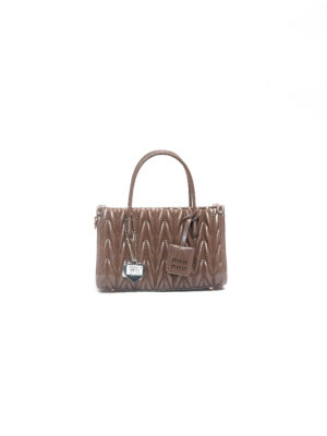 FEFE 9101 TAUPE QUILTED GLOSS TOP HANDLE MINI BAG