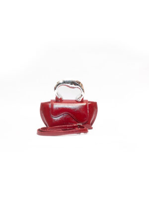 TONGF RED GLOSS METAL GRAB HANDLE MIDI TOTE