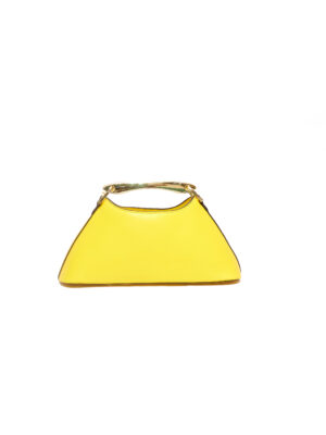 YELLOW GOLD METAL HANDLE BOAT SHAPED BAG