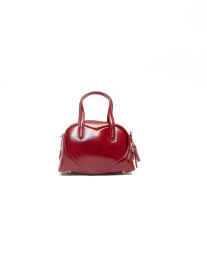 TONGF RED VELVET HEART DETAIL GRAB HANDLE BAG