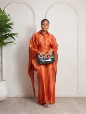 ZR RUST INNER TIE BATWING TOP WITH PANT SUIT SET