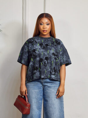 YAOCHI 3910 BLACK MULTIMICKEY BOX TEE