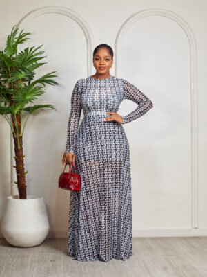 (2FOR45K)BLACK X WHITE LOCK PRINT 2PCS MESH SKIRT SET