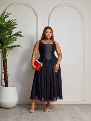 BLACK TULLE INSERT ARCH DOLL DRESS