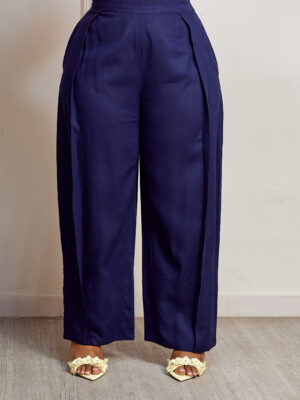 SASHES X HIDES NAVY LINEN BARREL PANTS