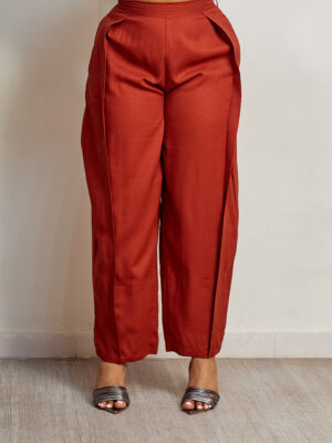 SASHES X HIDES RUST LINEN BARREL PANTS
