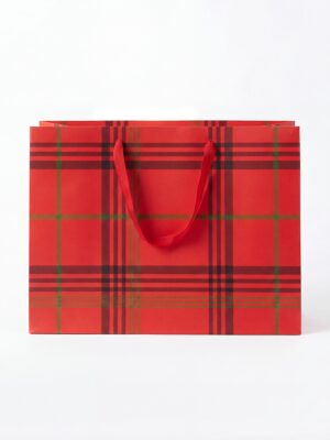 H450-1 RED GRID PRINT GIFT BAG