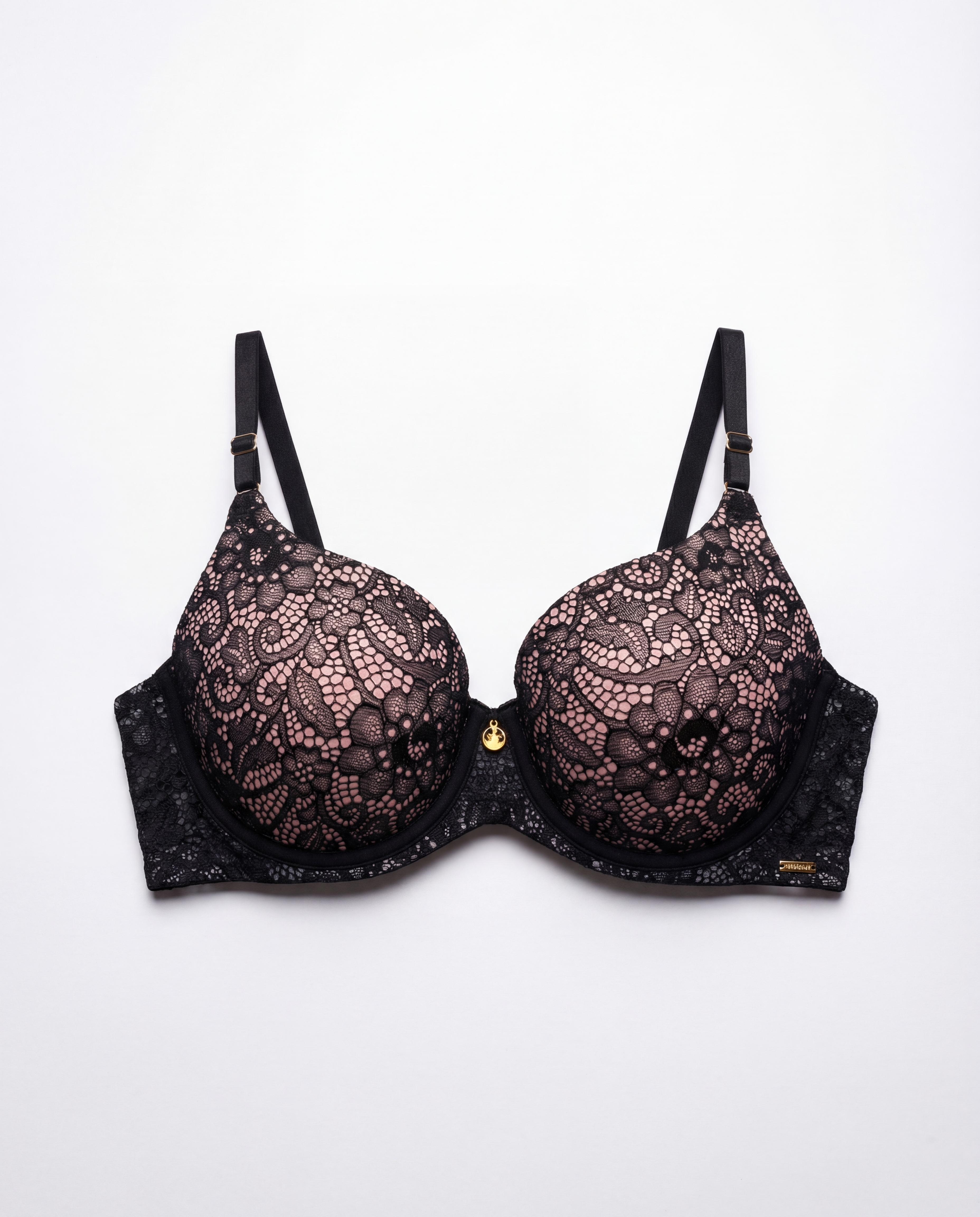 LA VIE EN ROSE PINK BLACK LACE BRA