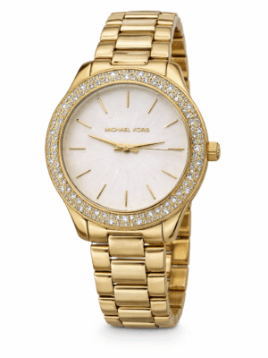 MICHAEL KORS MK4555 WHITE LUMINOUS DIAMANTE GOLD WATCH