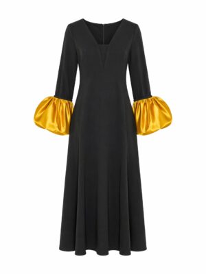 PIXXI BLACK X YELLOW BUBBLE SLEEVE MAXI
