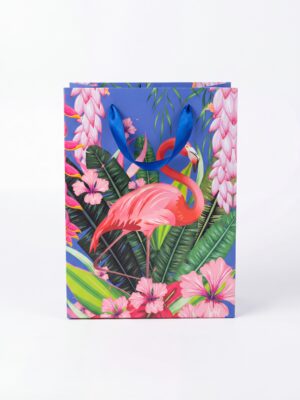 S BLUE OSTRICH PRINT GIFT BAG