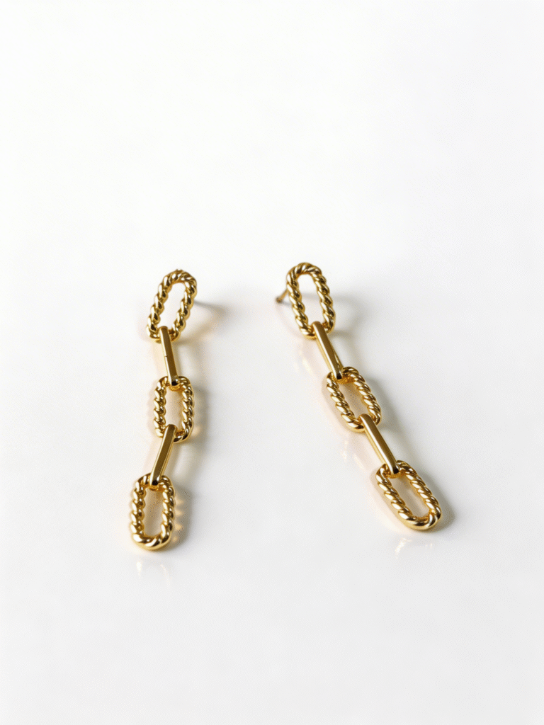 UM GOLD CHAIN LINK TWIST EARRINGS