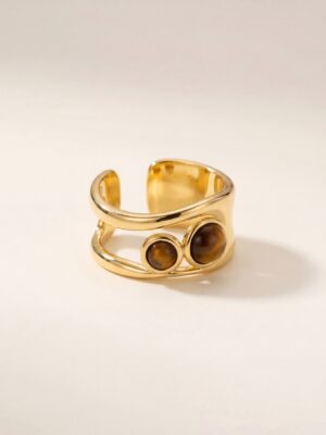 UM GOLD DOUBLE STONE RING