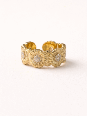 UM GOLD X SILVER STONE EMBELLISHED RING