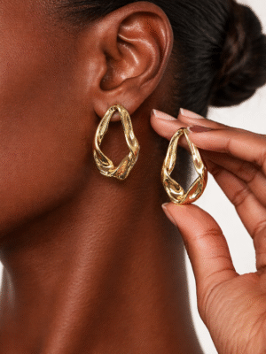 VIENNOIS T113945E-002 GOLD TWISTED HOOPS EARRINGS