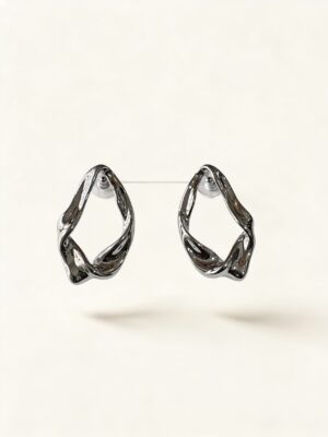 VIENNOIS T113945E-003 SILVER TWISTED HOOPS EARRINGS