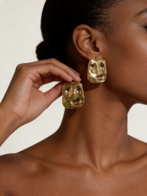 VIENNOIS T116602E-001 GOLD PLATE DIMPLED EARRINGS