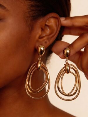 VIENNOIS T705387E-002 GOLD TRIO OVAL EARRINGS