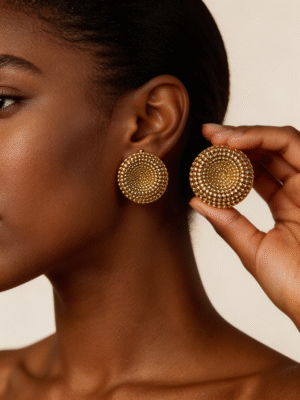 VIENNOIS T804458E-001 GOLD ROUND MESH EARRINGS