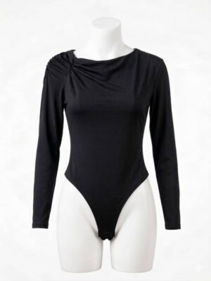 BLACK JERSEY BARDOT BODYSUIT