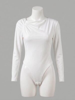 WHITE JERSEY BARDOT BODYSUIT