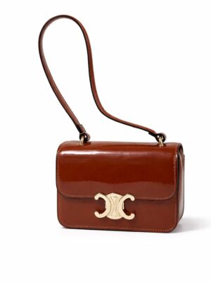 (2 FOR 70K) FOCUS BABY CLAY BROWN PATENT GOLD BUCKLE BAG