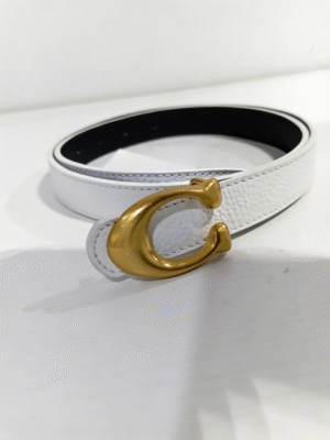 WHITE C BUCKLE LEATHER BELT