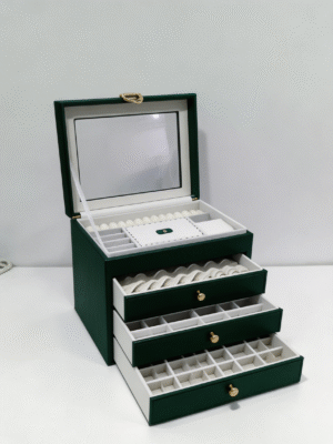 GREEN CLEAR TOP MULTILAYER JEWELLRY BOX