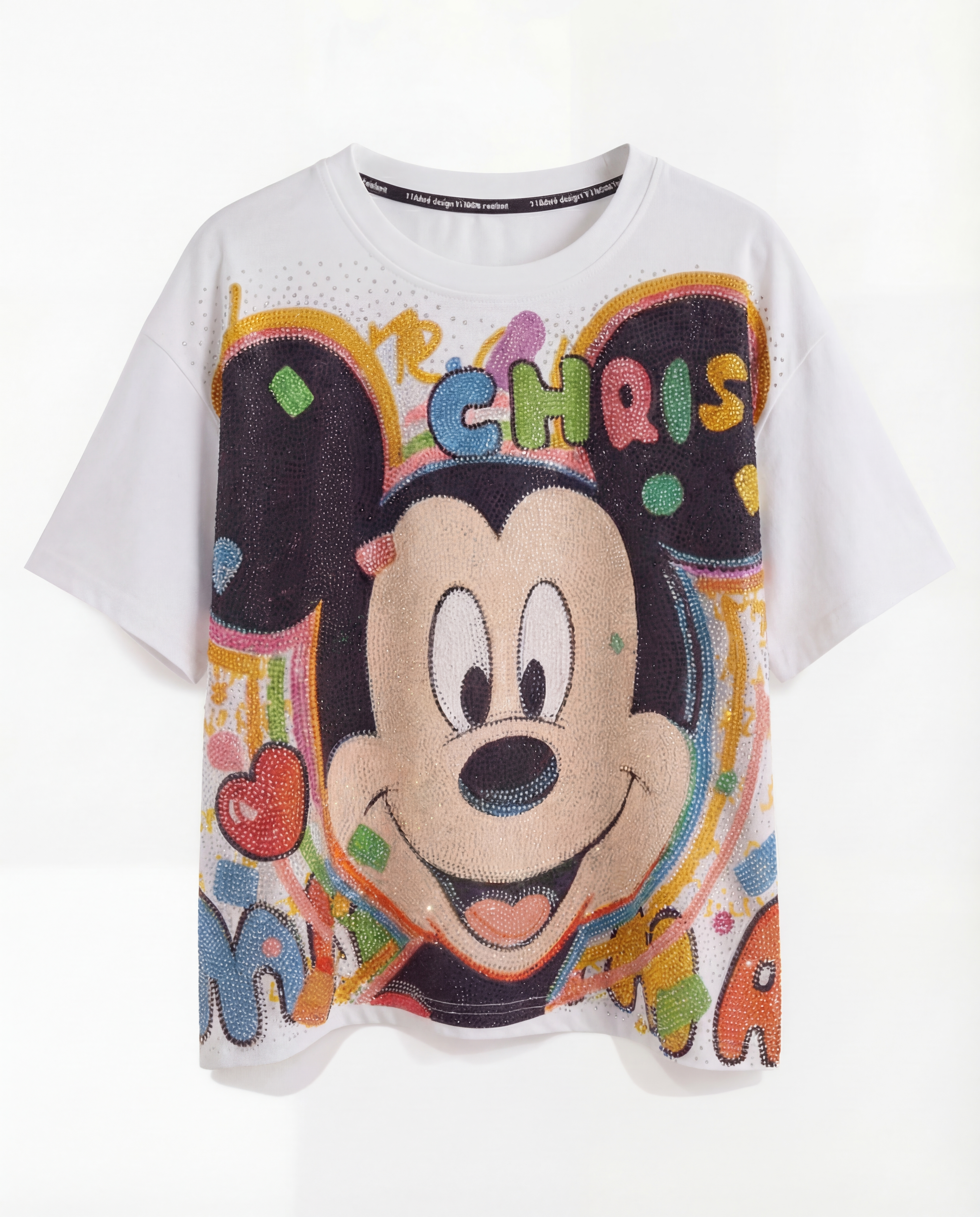 TANG WHITE EMBELLISHED MICKEY CHRIS TEE