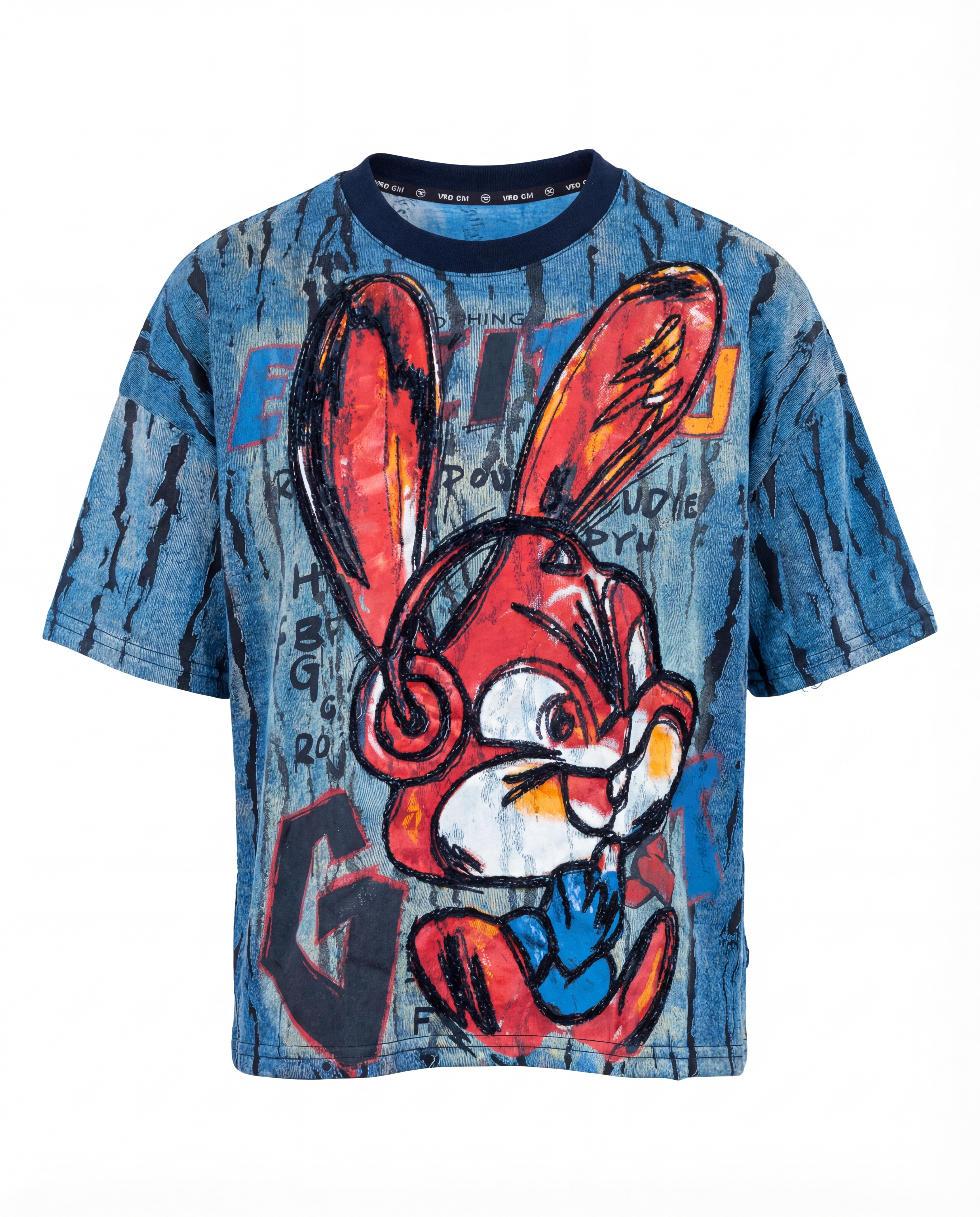 YAOCHI 3972 BLUE BROCADE FBGC RABBIT CHARACTER BOXED TEE