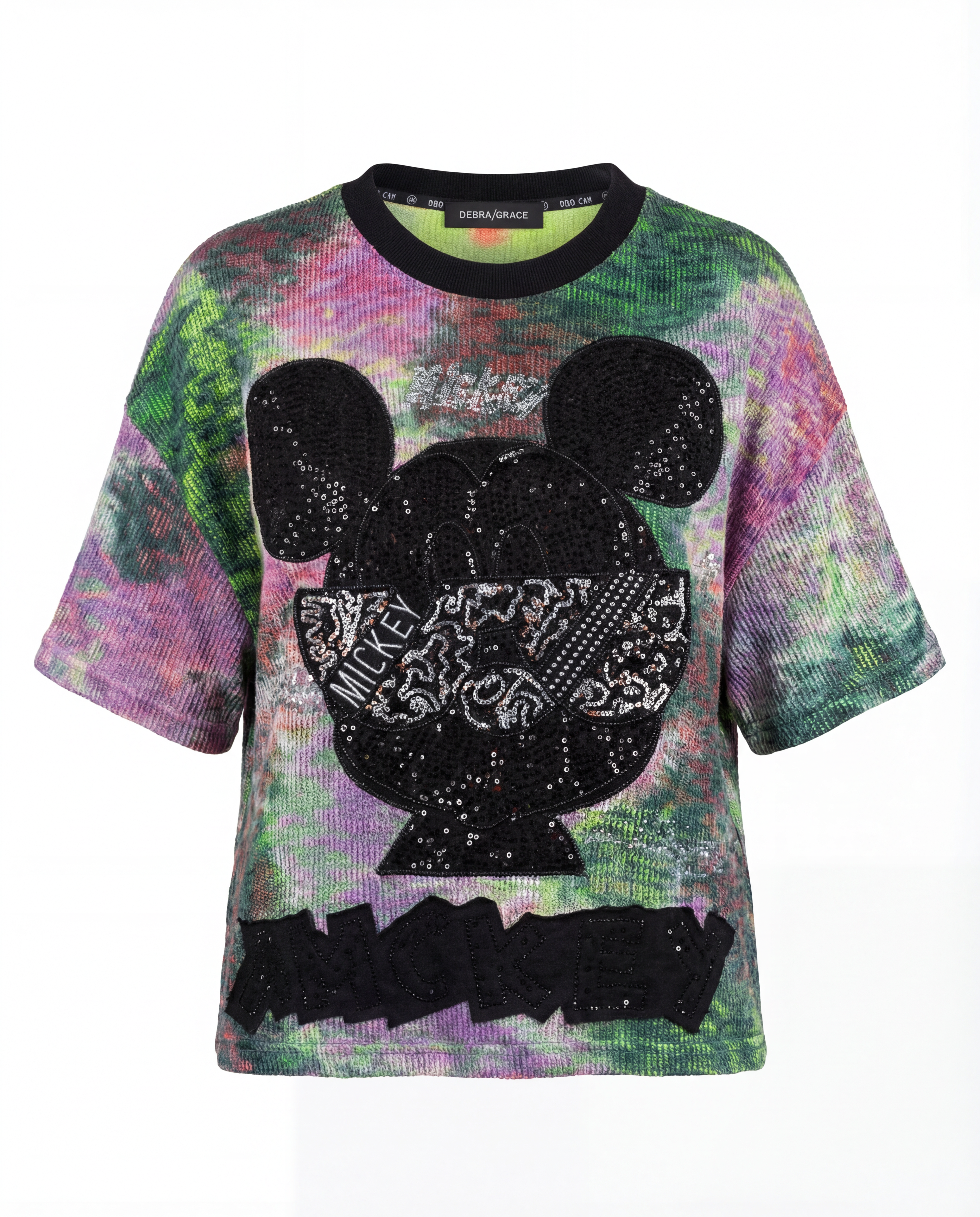 YAOCHI 3985 WOVEN KNIT WATERCOLOR MICKEY BOX TEE
