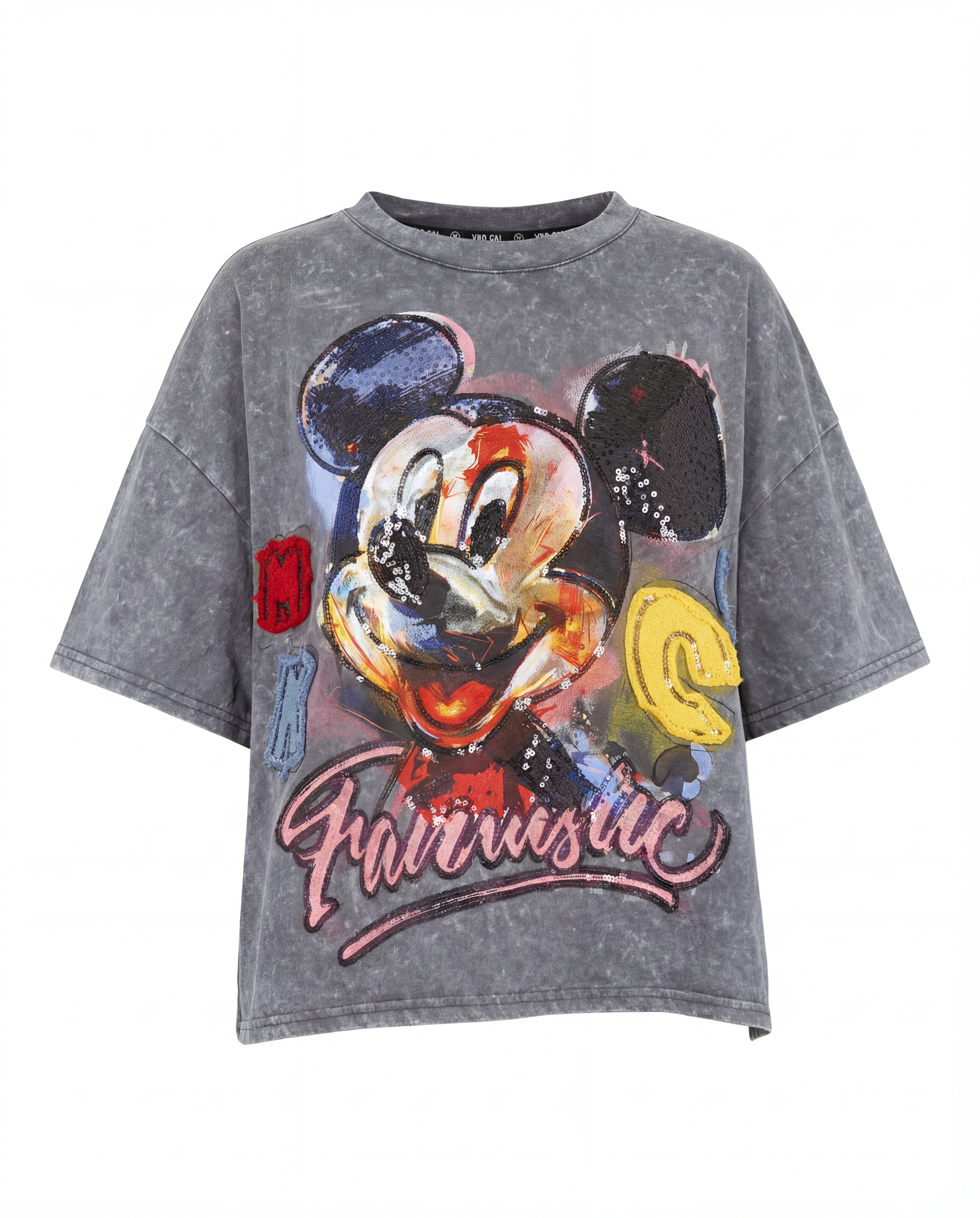 (2FOR65K)YAOCHI 9353 GREY DISTRESSED FANTASTIC MICKEY TEE